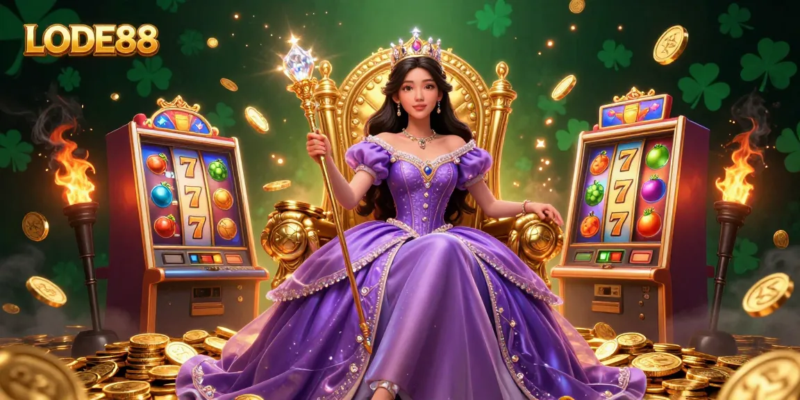 Spin the LODE88 slot machines with vibrant colors and exciting elements in a casino setting