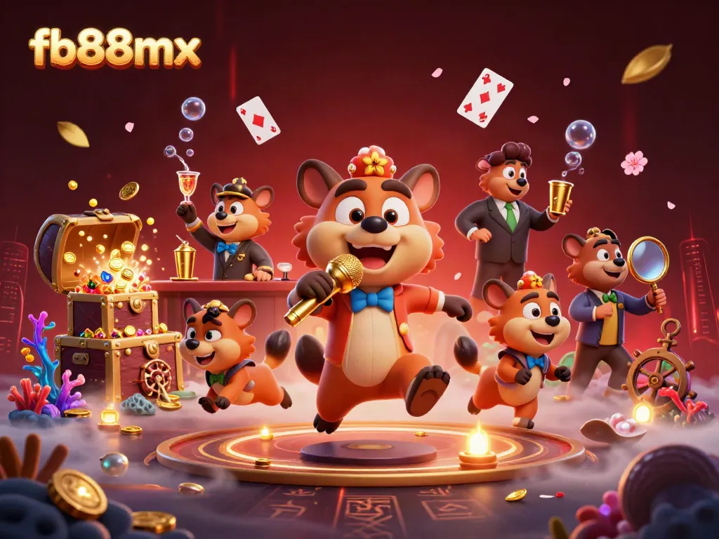 Experience the lively atmosphere of fb88mx with cartoon hyenas in a vibrant casino scene.