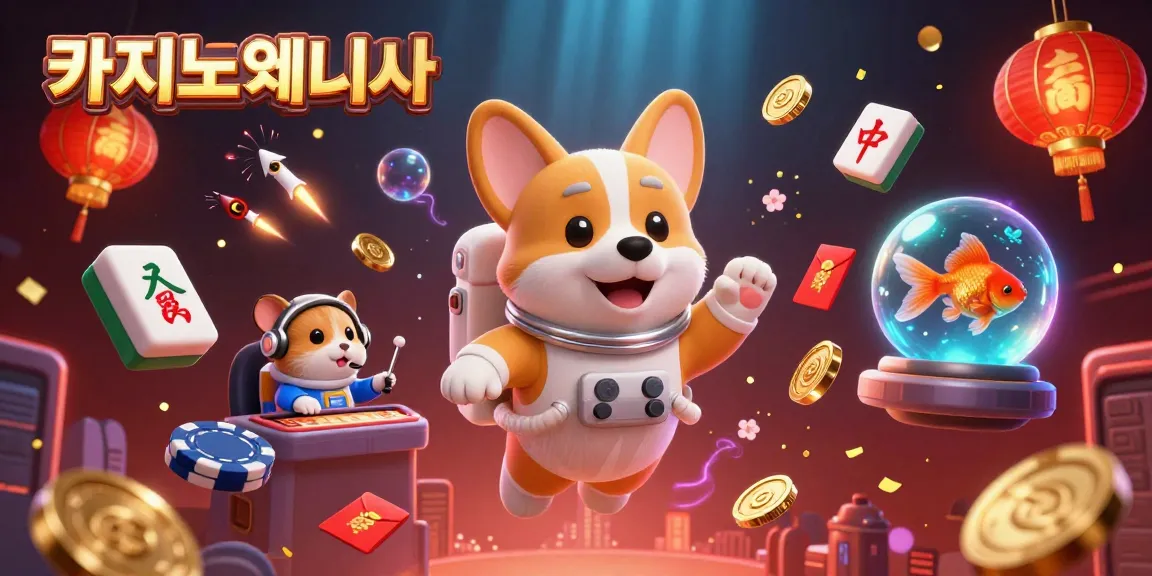 카지노사이트에서 우주 관광을 하며 복권 게임을 하는 귀여운 캐릭터들