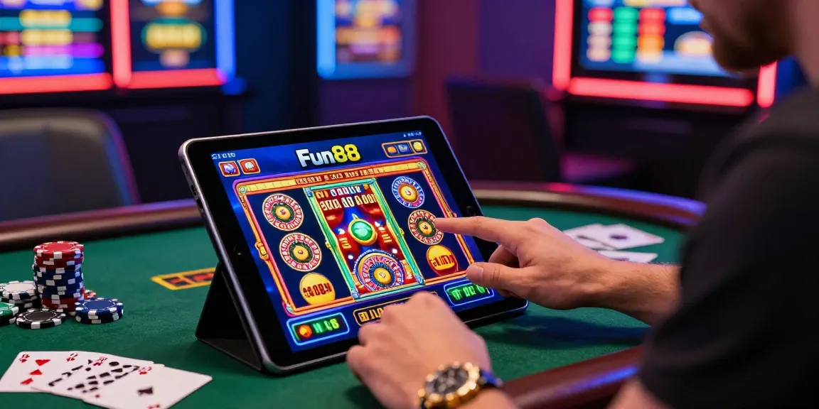 Engaging fun88casino gaming experience on mobile app in a vibrant casino setting