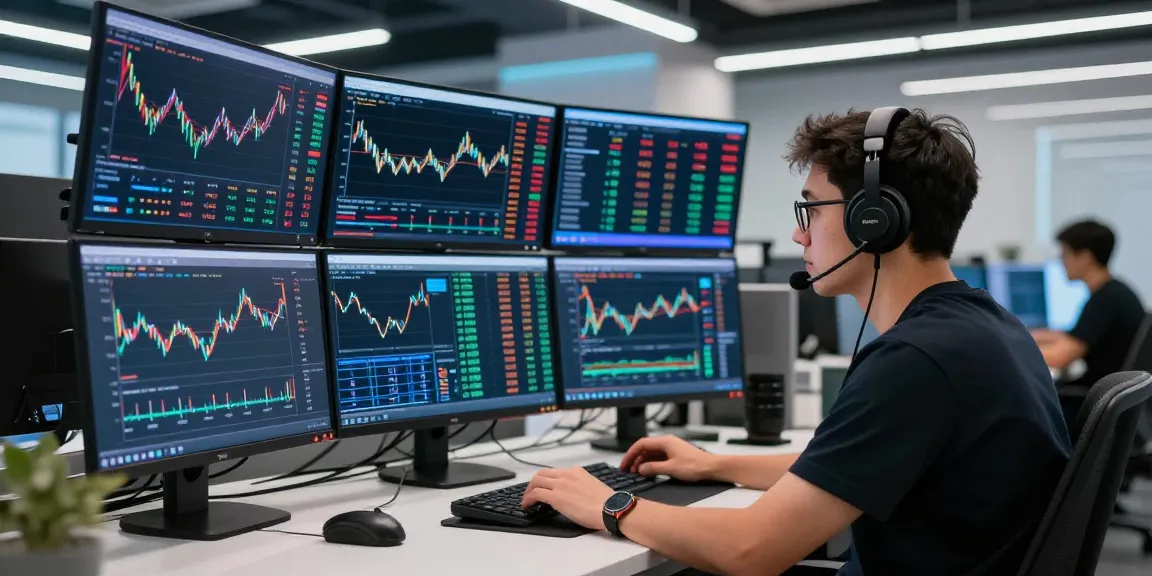 Трейдер анализирует данные на экранах биржи BitMEX, окруженный графиками и индикаторами криптовалют.