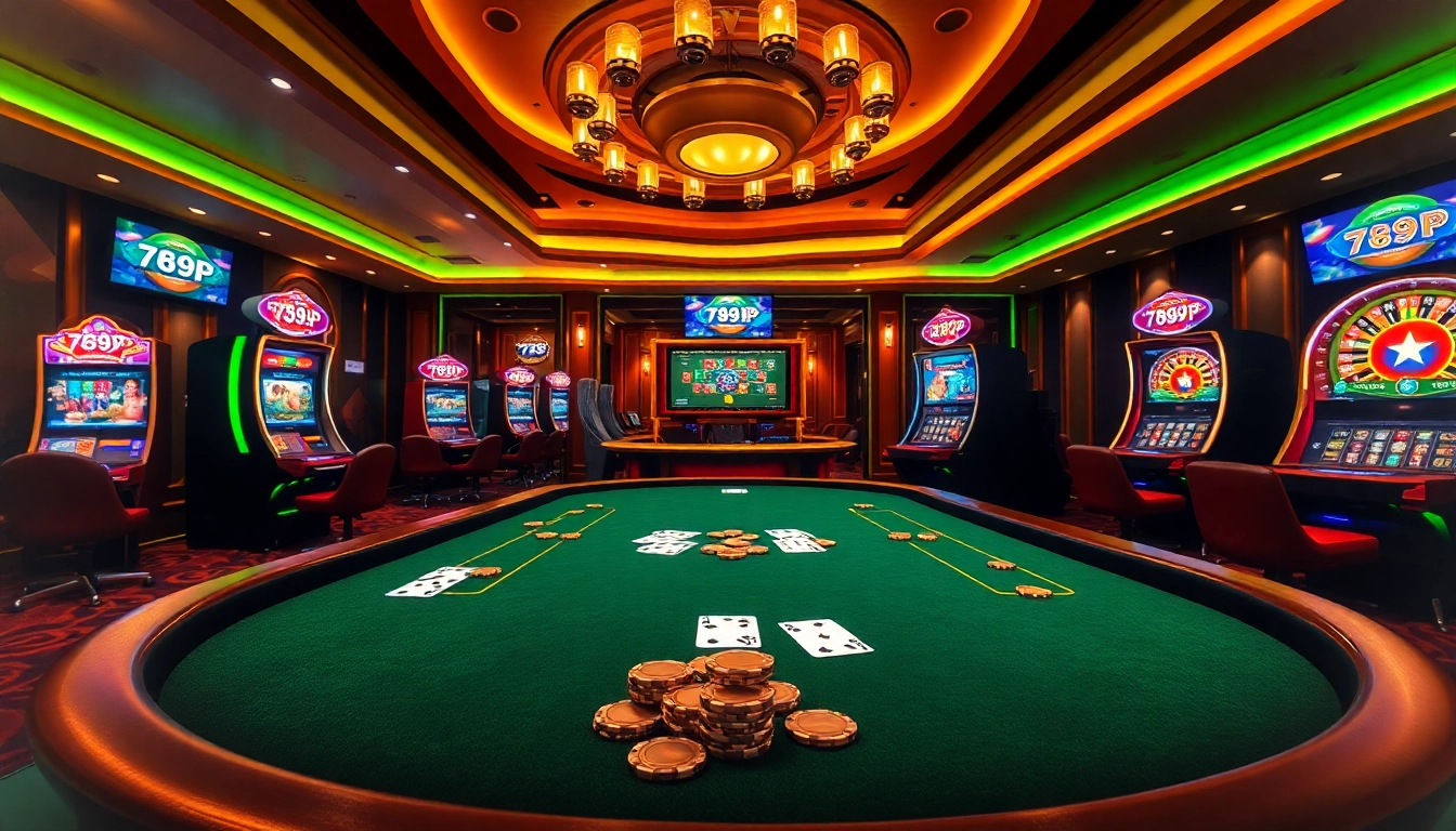 Experience the excitement of high-stakes gambling at 789P casino with vibrant gaming tables and slot machines.