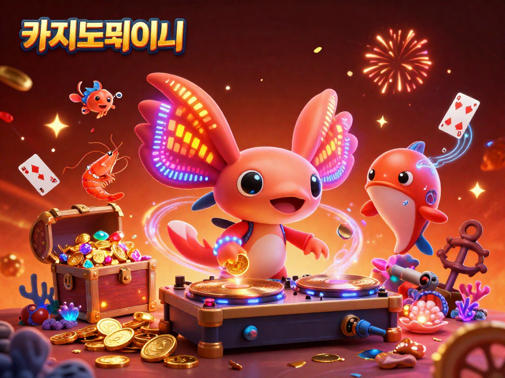 카지노사이트에서 바카라와 슬롯의 생생한 경험을 즐기는 3D 캐릭터들.