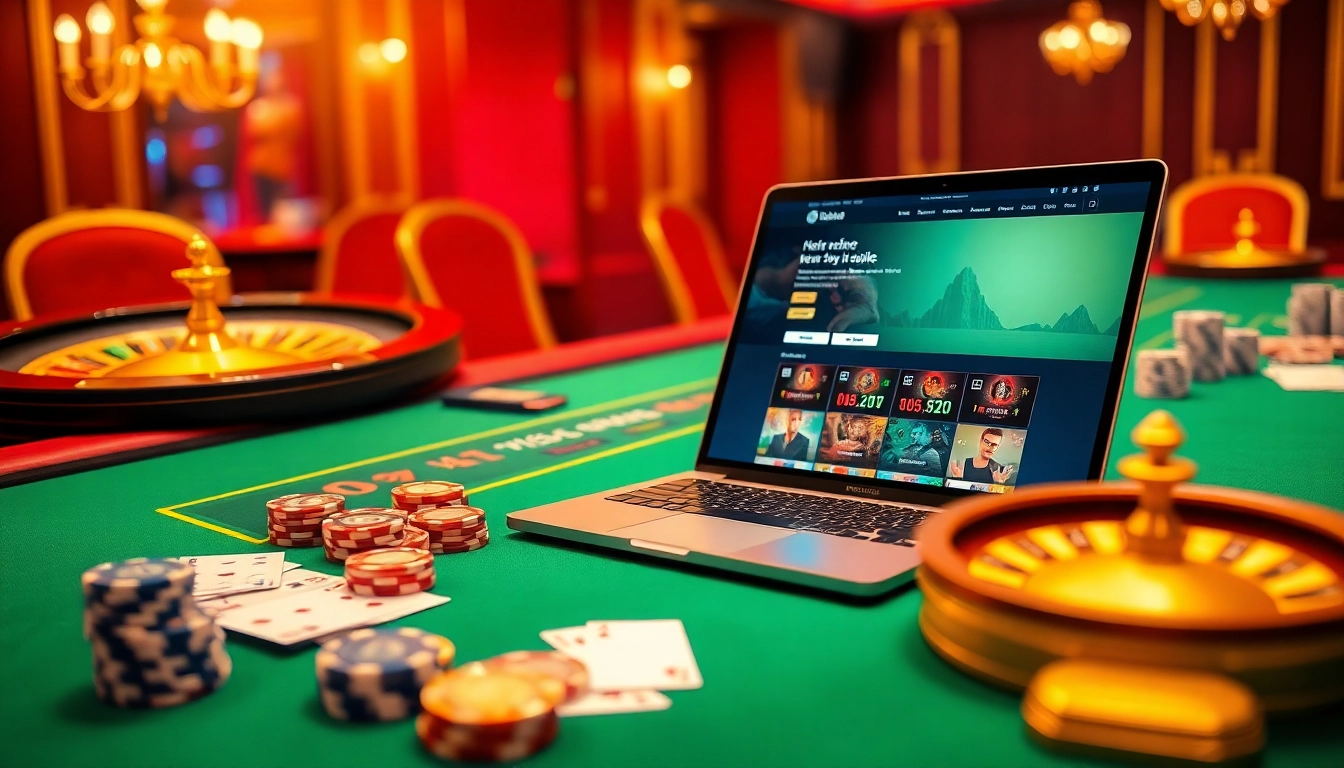 Engaging gamblers with a luxurious casino scene showcasing https://www.vvjl11.com/ online betting options and vibrant poker elements.