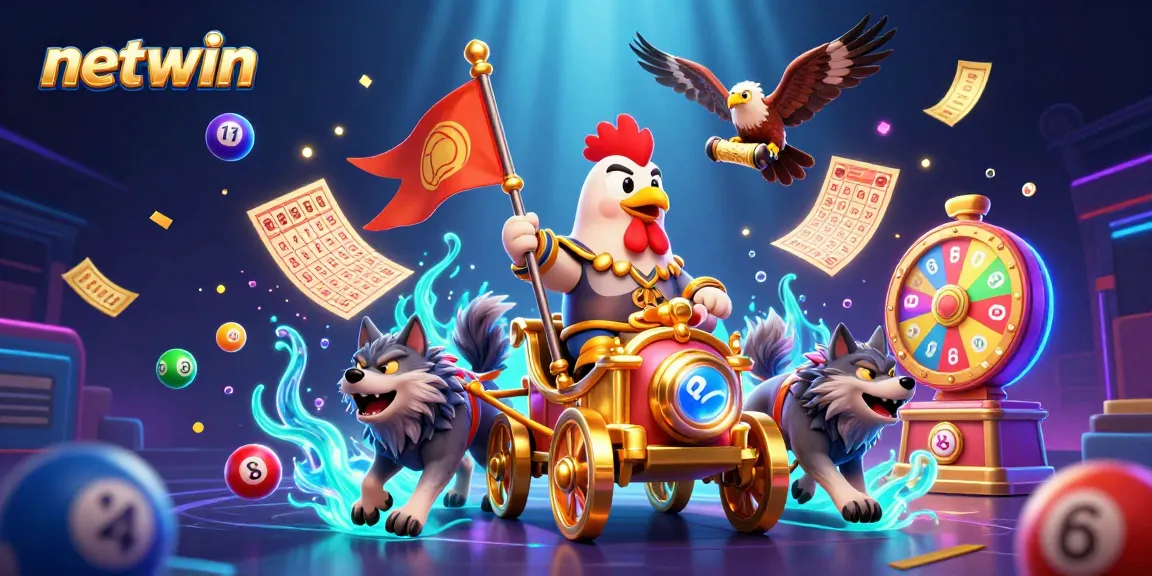 Experience netwin's electrifying gaming space with vibrant lottery elements and dynamic casino visuals.