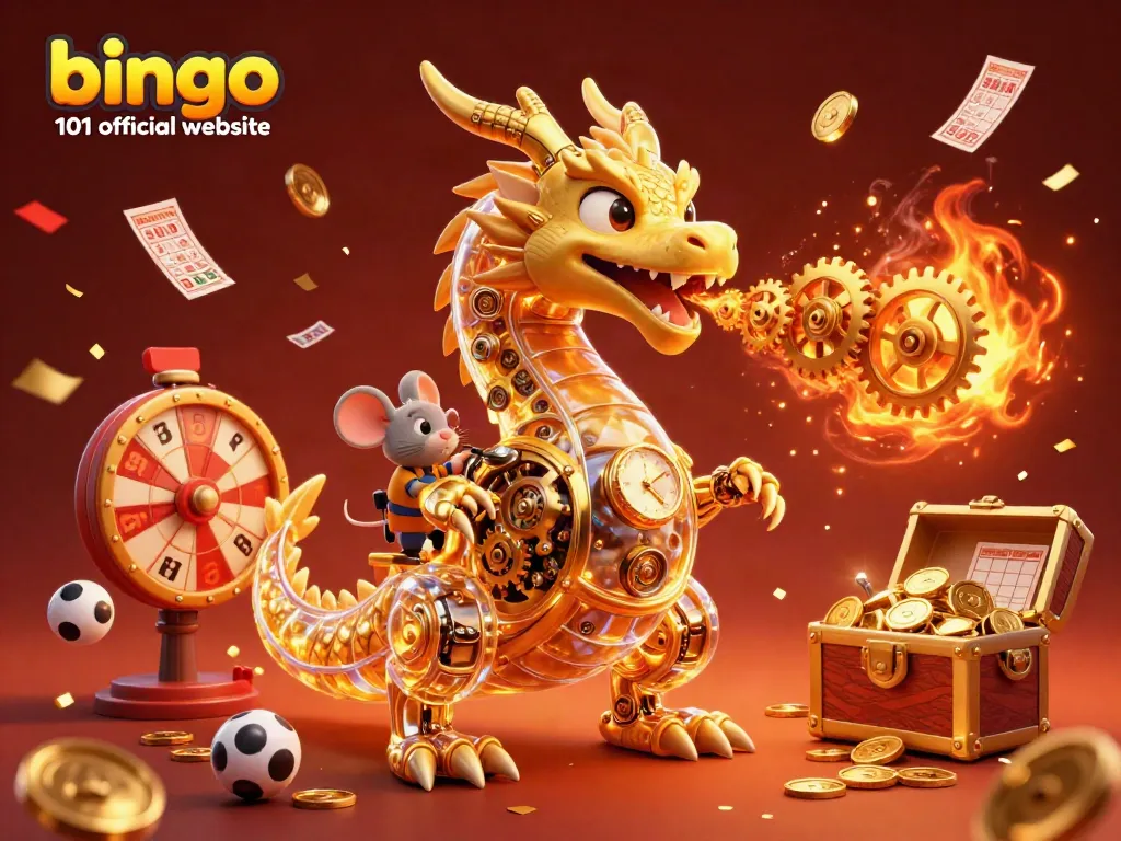 Bingo 101 official website brings fun with a golden dragon and colorful bingo elements.