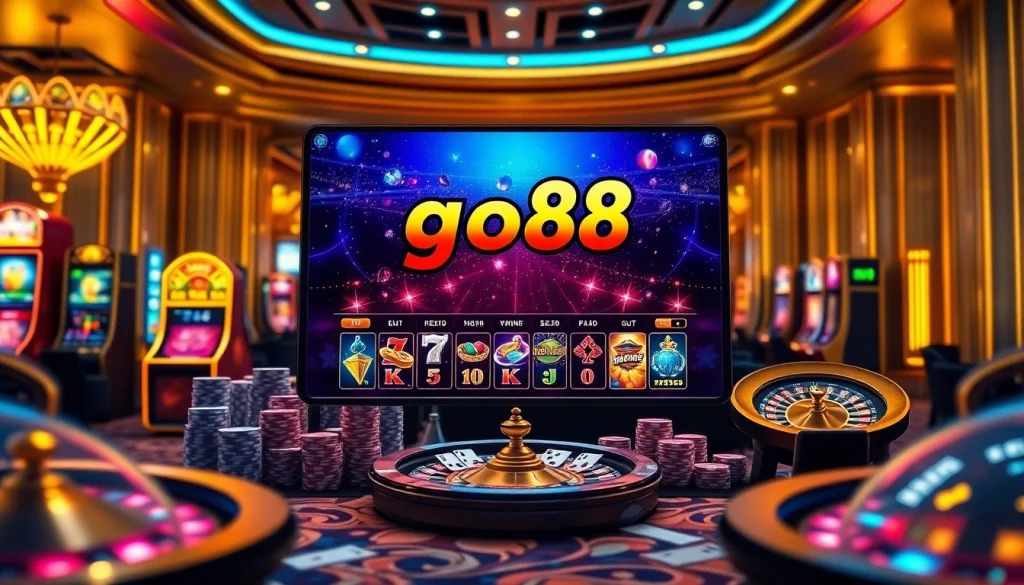 Engaging scene of go88 nổ hũ slot game showcasing dynamic graphics and premium casino atmosphere.
