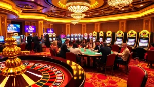 Experience thrilling games at Pushpa Club with lively tables and bright slot machines.