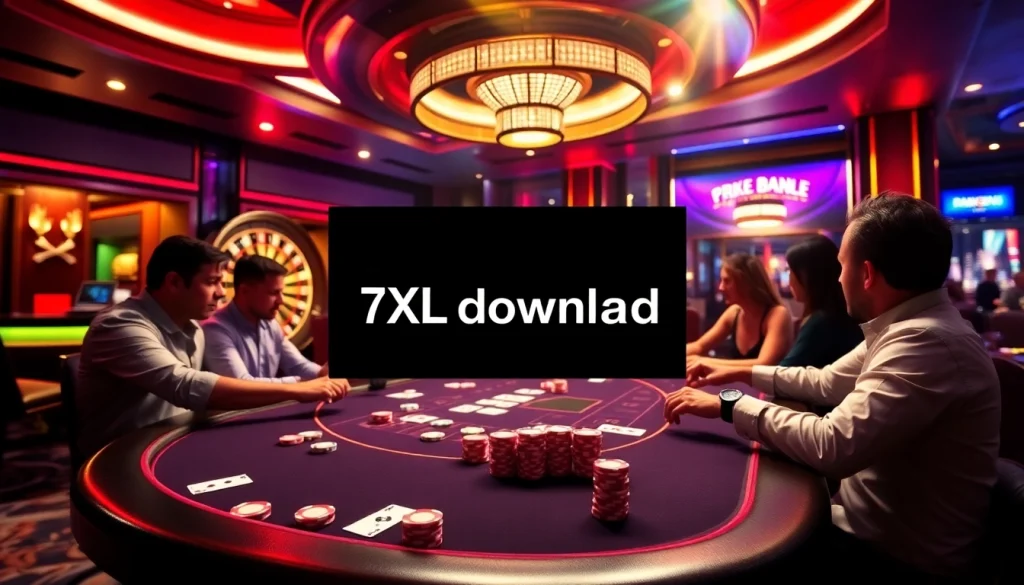 Experience the thrill of gambling with 7XL download at a luxurious poker table.