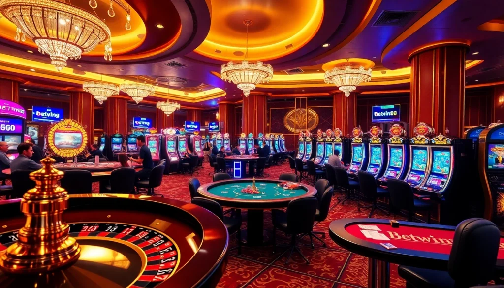Engage in thrilling gameplay at Betwin88 with vibrant casino tables and dynamic slot machines.