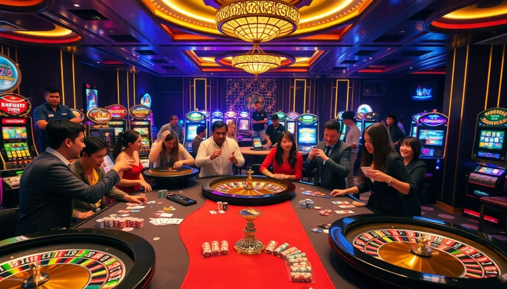 Excited players enjoying high-stakes games at 789club casino.