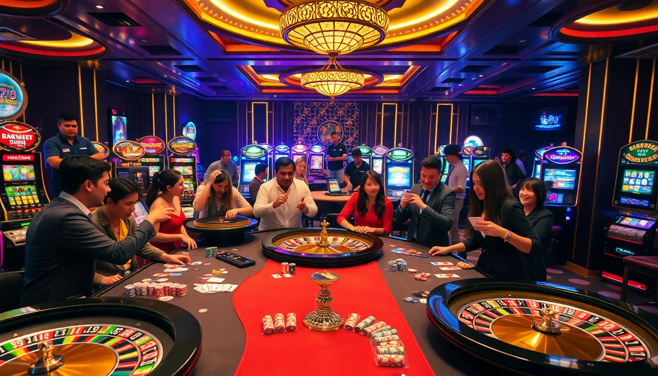 Excited players enjoying high-stakes games at 789club casino.