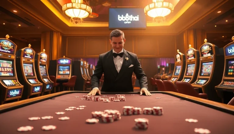 Experience the thrill of bk8thai ทางเข้า at an upscale casino with vibrant games and enthusiastic players.