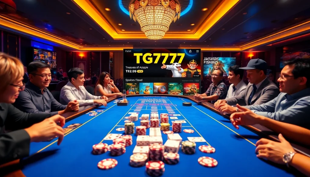 Join the excitement of a TG777 link gaming session with vibrant casino elements and thrilling games.