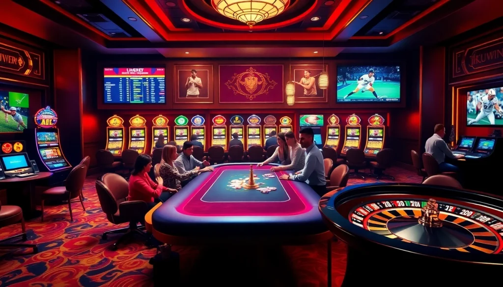 Experience the thrill of gaming at https://kuwinblog.com/ with vibrant casino tables, slot machines, and roulette action.