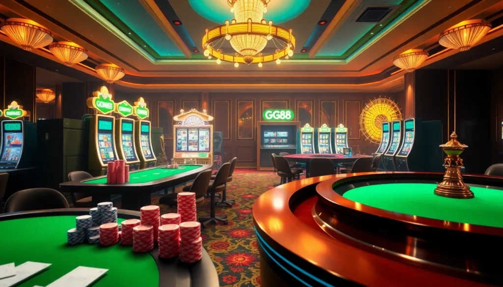 Experience thrilling gameplay at GG88 with vibrant casino tables and exciting slot machines.