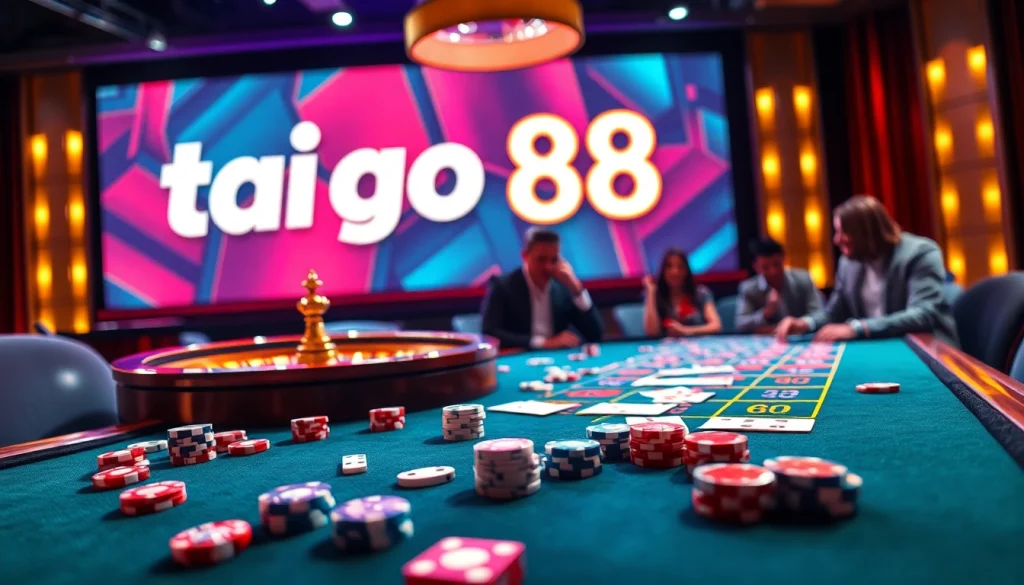 Players strategizing at a luxury casino table highlighting tai go 88 gameplay elements.