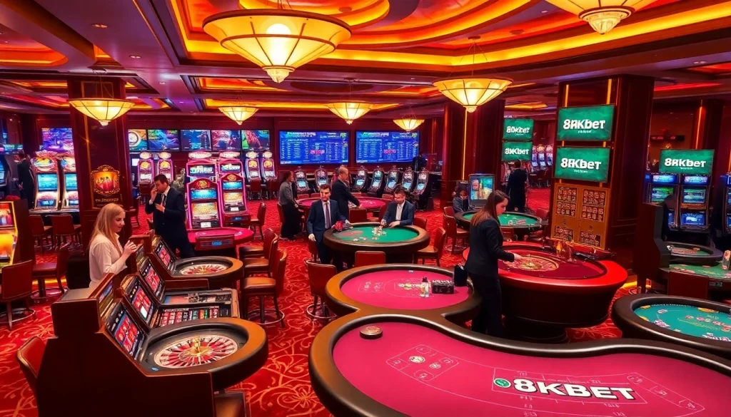 Experience 8kbet hiện đang mở with thrilling games on a luxury casino floor.