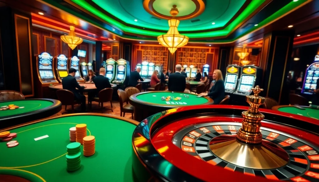 Players strategizing at poker tables inside the luxurious atmosphere of https://388bet.miami/ casino.