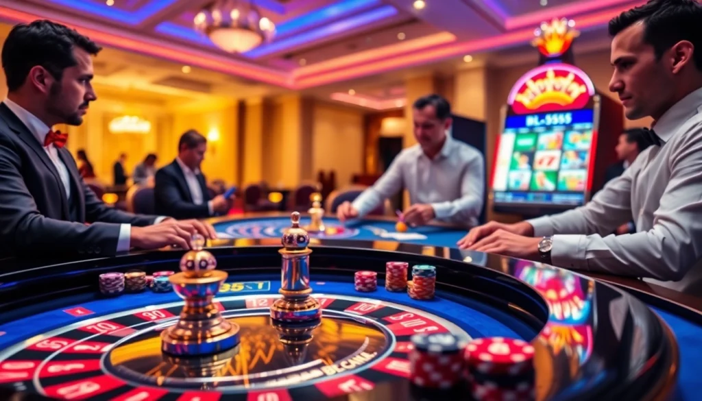 Experience thrilling casino action at Bl555 with vibrant tables and eager players.