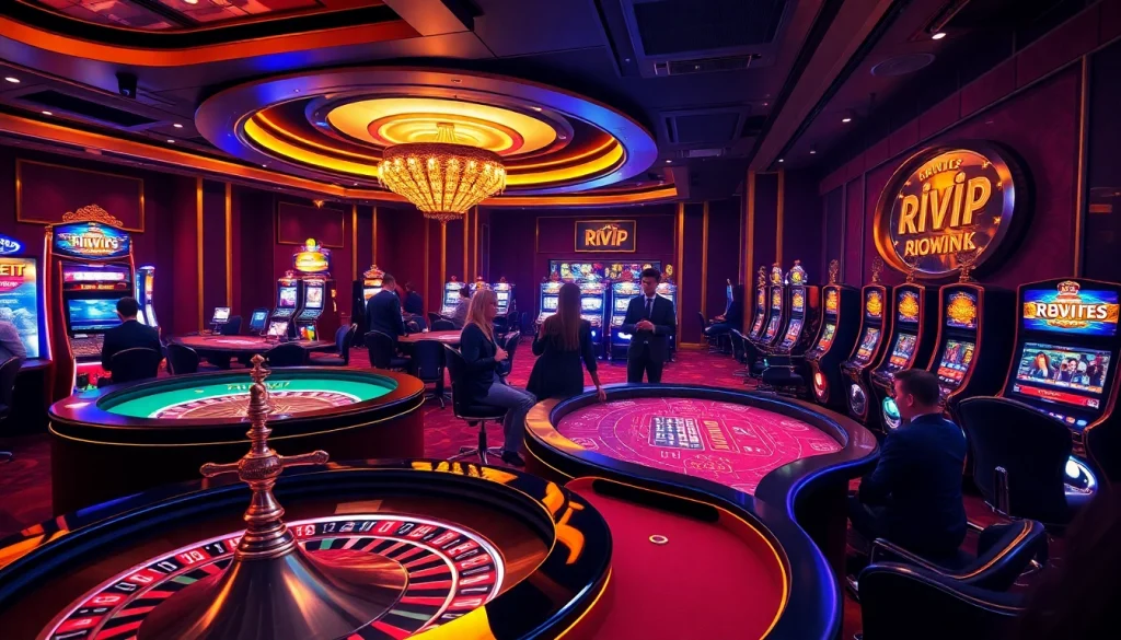 Experience the excitement of Rikvip online gaming in a luxurious casino setting.