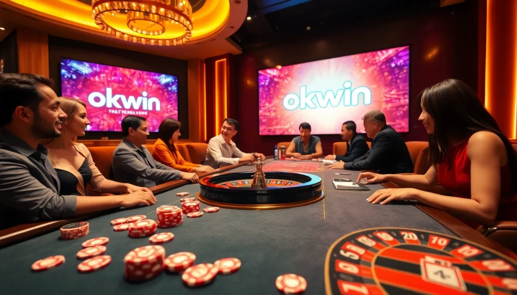 Experience the excitement of gambling with the okwin app at a luxurious casino setting.