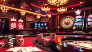 Kubet gaming experience with vibrant slots, poker tables, and rich casino ambiance.