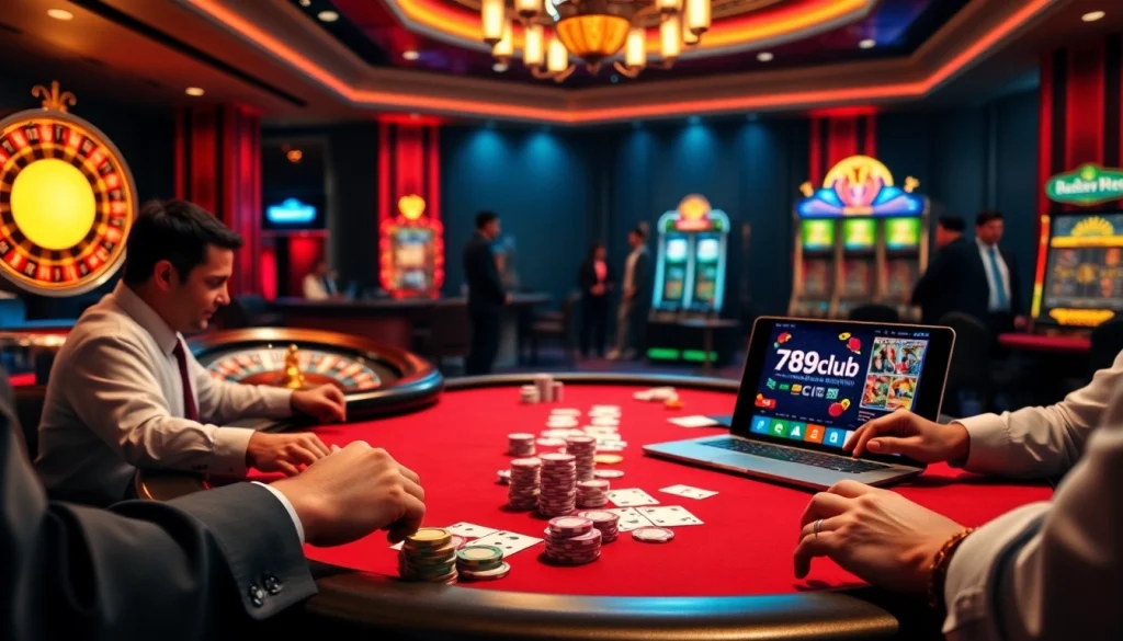Players enjoy high-stakes poker at 789club's luxurious gaming table.