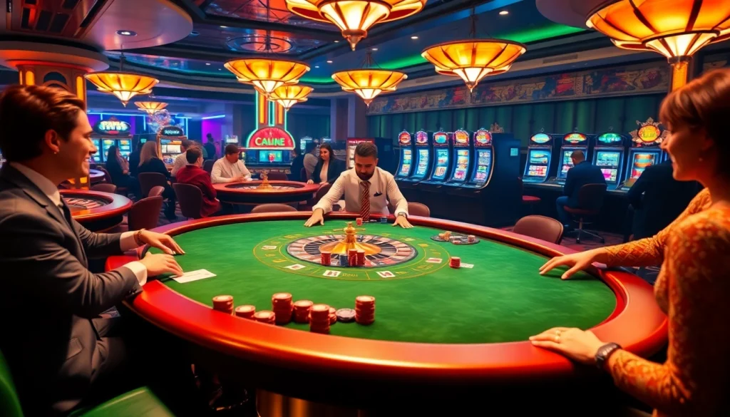 Experience thrilling gameplay at kaptenjackpot with vibrant casino elements in a luxurious setting.
