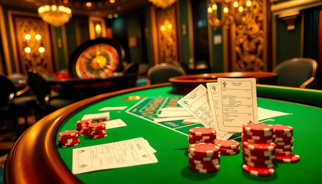 Place your bets on exciting kèo bóng đá at a luxurious casino table with vibrant poker chips.