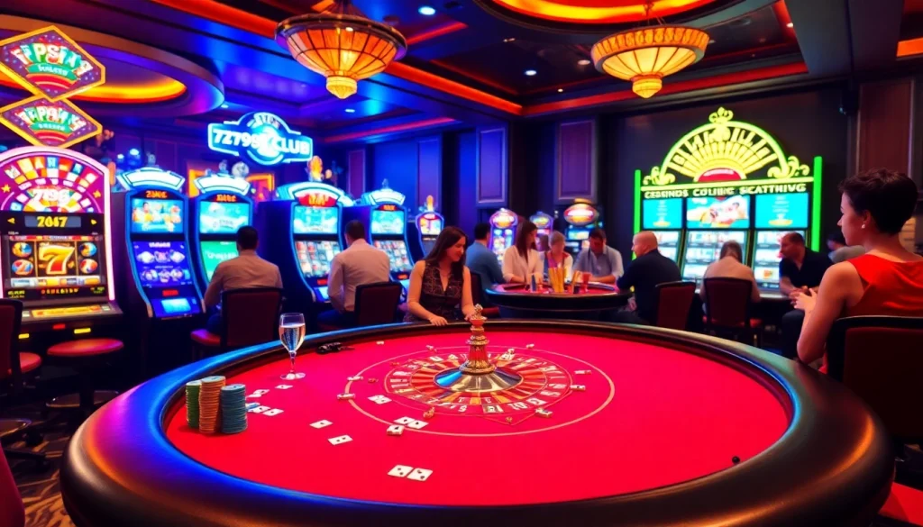 Players enjoying an exciting game at 789CLUB casino table with vibrant cards and chips.