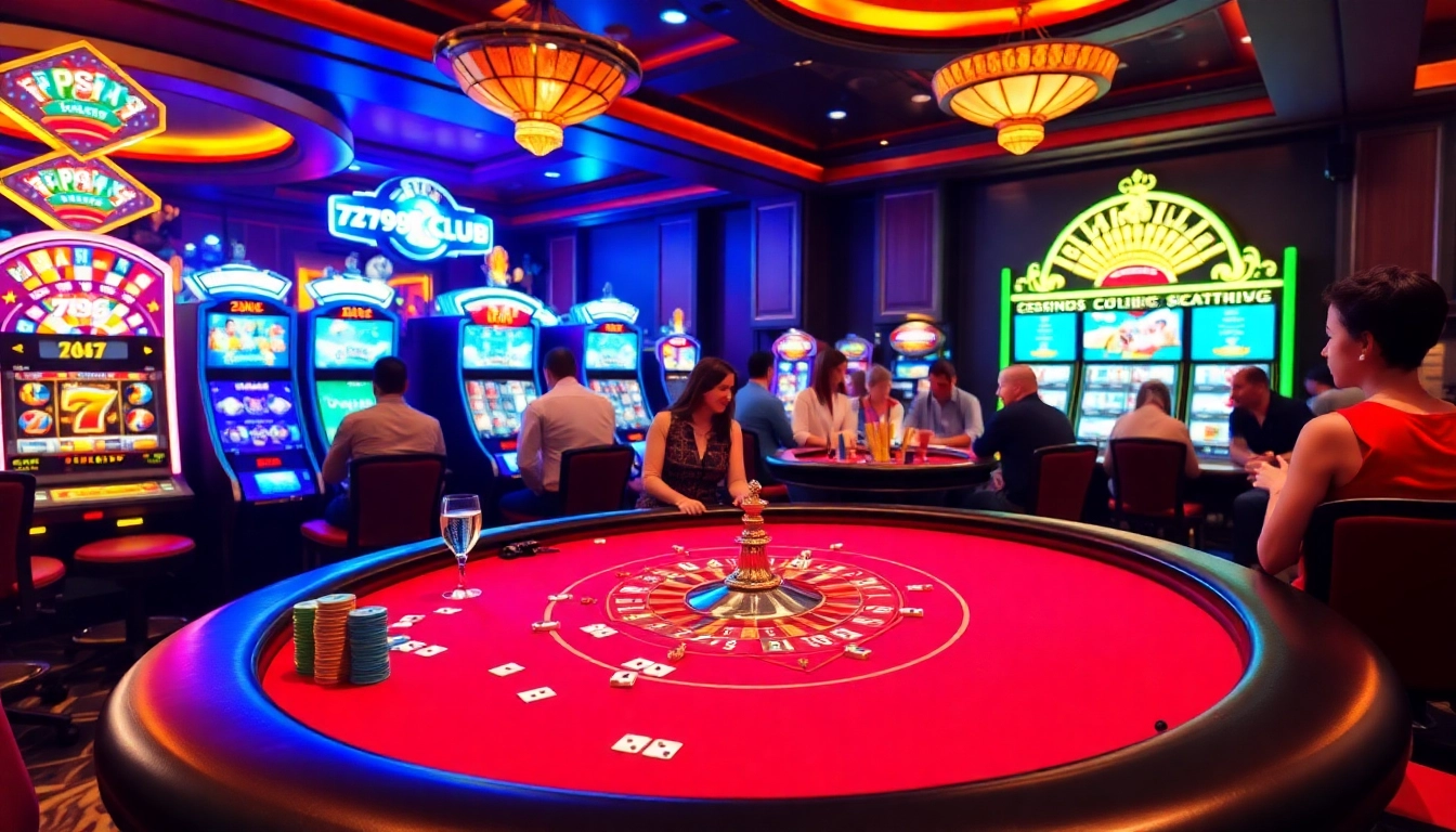 Players enjoying an exciting game at 789CLUB casino table with vibrant cards and chips.