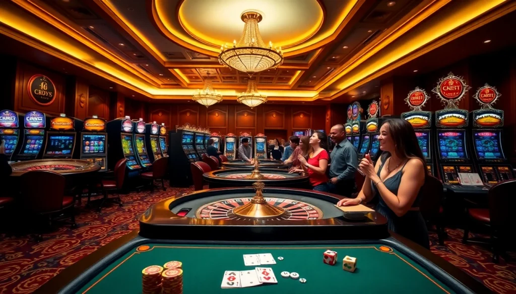 Players enjoy a thrilling casino experience at http://abc1256.com/ featuring roulette and poker tables.