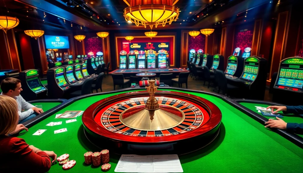 Experience thrilling gameplay at betbdt.art with glowing roulette wheels and excited players betting at luxurious casino tables.