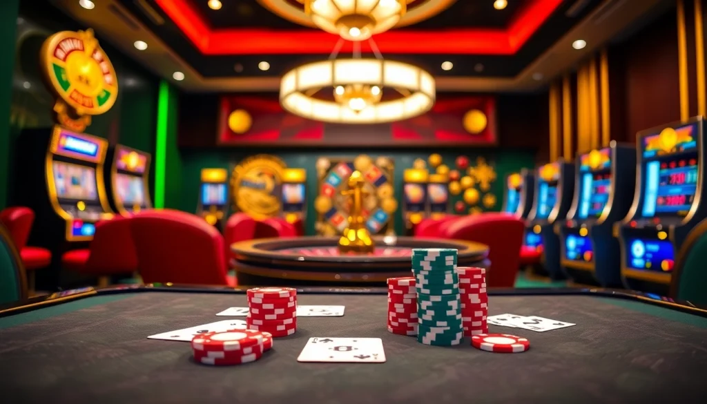 Experience the thrill of gambling with 88i in a luxurious casino setting featuring poker games and slot machines.