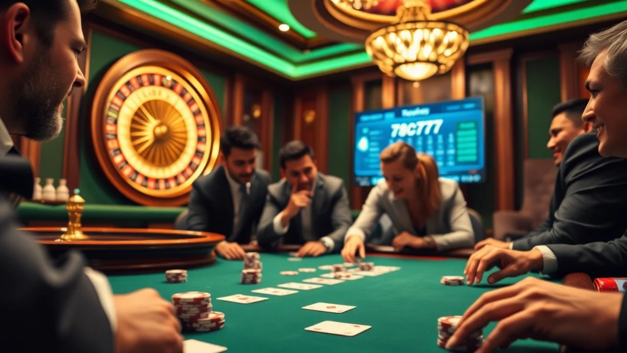 Experience a thrilling game atmosphere at 7C77 casino with exciting poker gameplay.