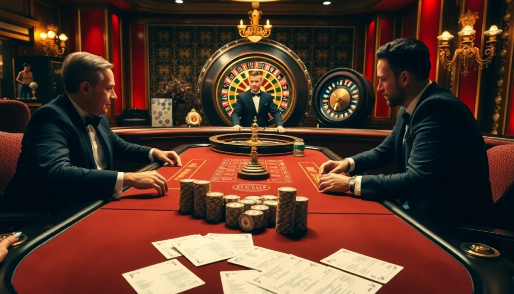 Engaging gamblers at the TOP CLUB poker table surrounded by excitement and luxury.
