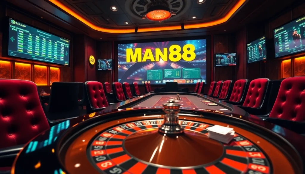 Experience the thrill of gambling with Man88 at a luxurious casino table.