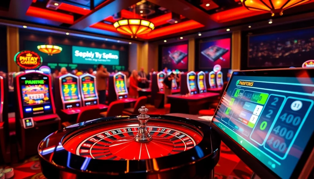PHTAYA online gaming hub featuring vibrant casino tables, poker chips, and exciting betting options