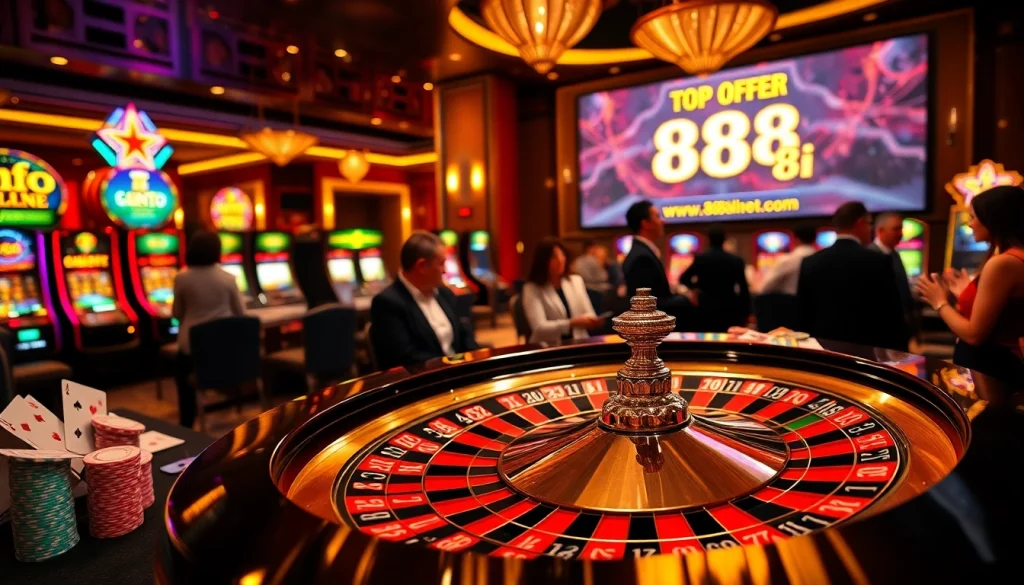 Players enjoying a thrilling game at a roulette table, with promotions from https://88i8i.net/ visible in the background.