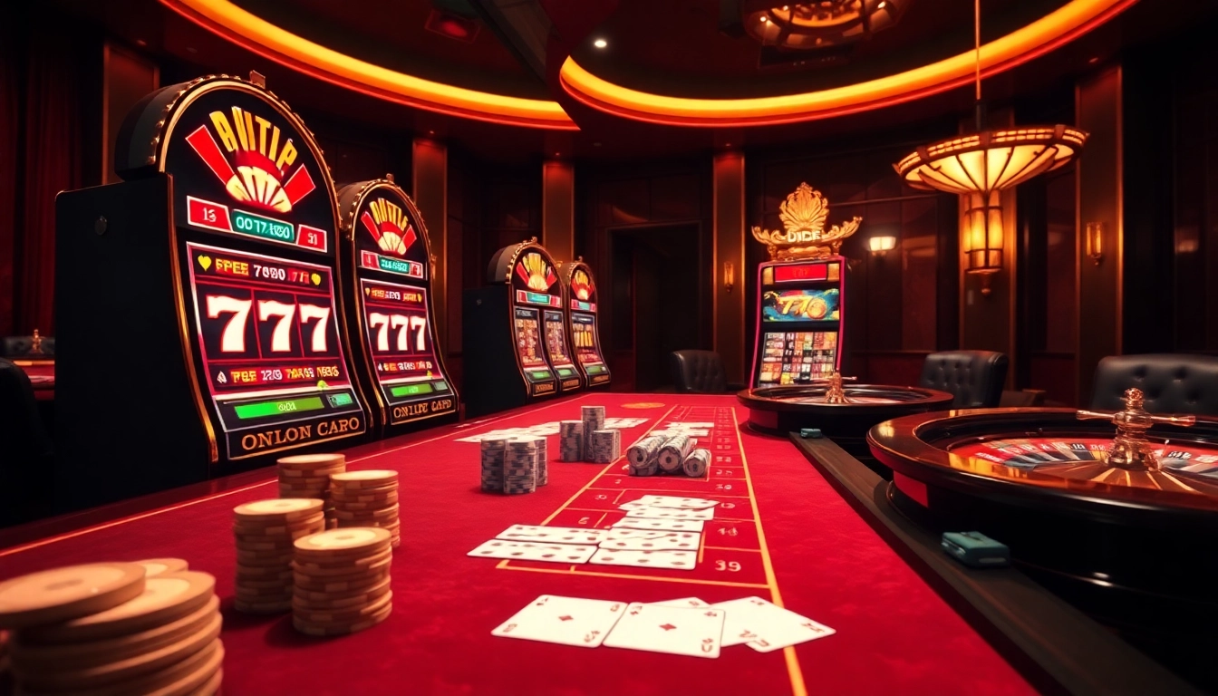 Players enjoying games at the 777vip online casino, featuring vibrant slots and elegant poker tables.