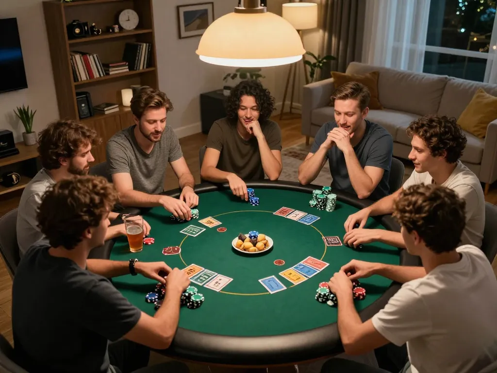 Engaging players in Texas Hold'em at home while using the Jeetbuzz Download App for a thrilling poker night.