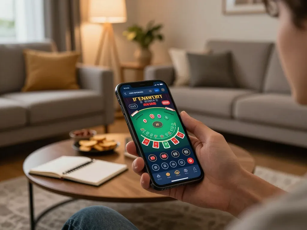 Experience the thrills of hm 88 online betting on a sleek smartphone amidst a cozy home atmosphere.