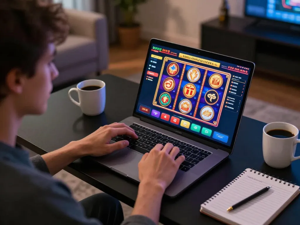 Engaging with casinos not on Gamstop while enjoying online gaming at home with laptop on table
