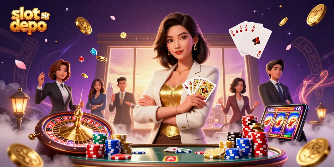 Experience the thrilling excitement of slot depo 5k with a vibrant casino illustration showcasing dynamic gameplay action.