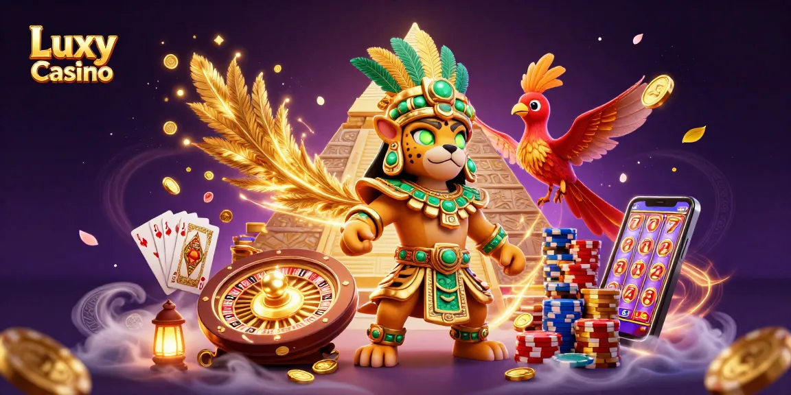 Experience Luxy Casino thrills with a vibrant 3D scene showcasing dynamic slots and roulette.
