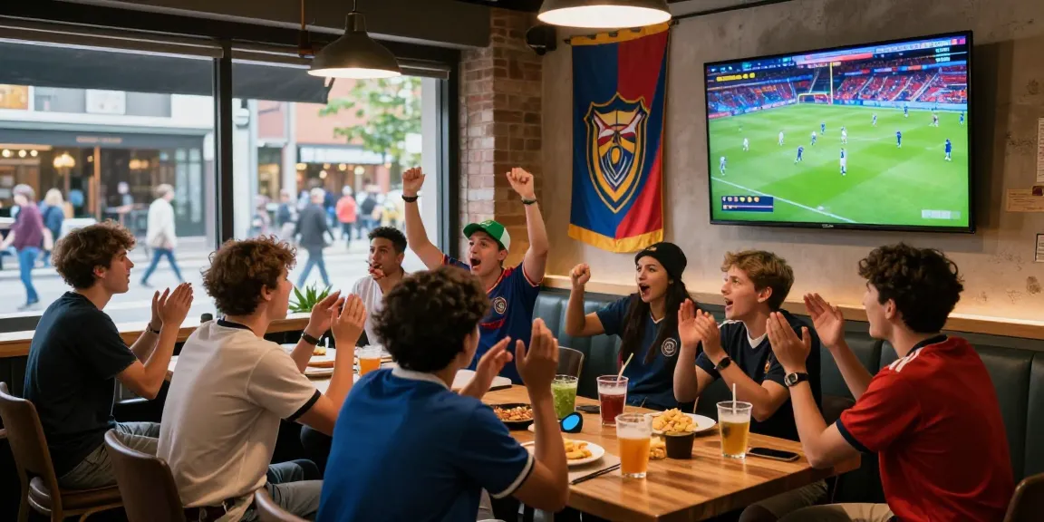 Fans watching live sports in a cafe, capturing the excitement of ihdsports.com live broadcasts.